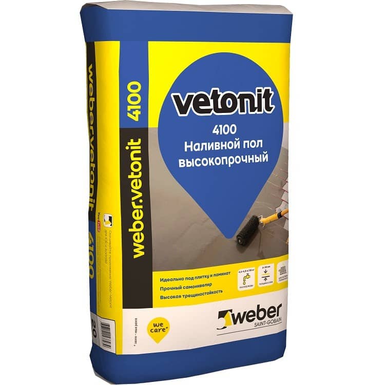weber vetonit 4100 не требует последующего финишного выравнивания или шлифовки Выдерживает повышенные механические и истирающие нагрузки 