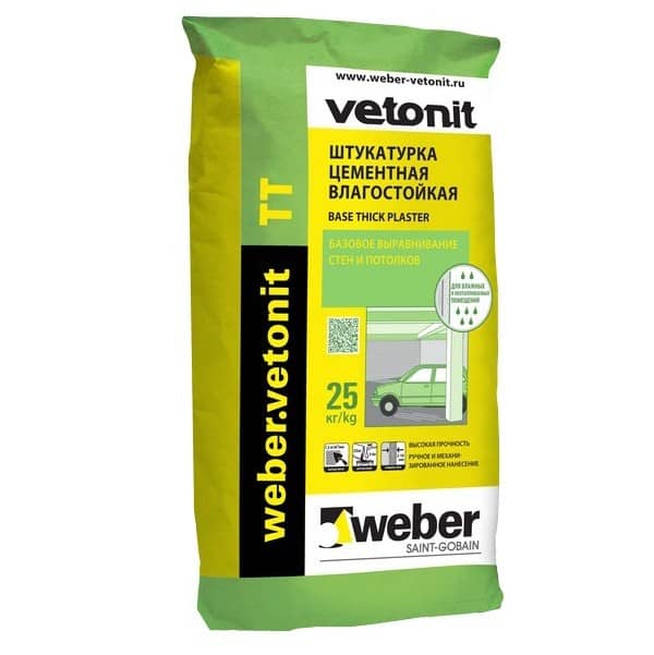 Weber.vetonit TT штукатурная смесь на цементной основе.