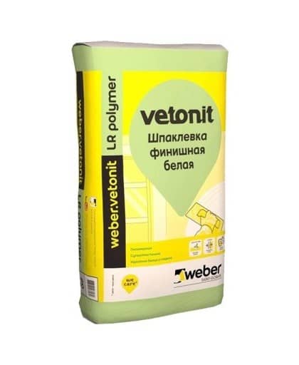 weber.vetonit LR Polymer шпаклевка Предназначена для финишного выравнивания стен и потолков