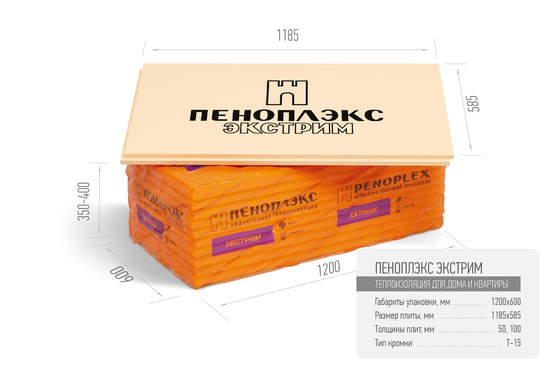 Изображение товара Плита "ПЕНОПЛЭКС ЭКСТРИМ" (100*585*1185) Т-15 (уп=0,2772м3)(7шт/уп)